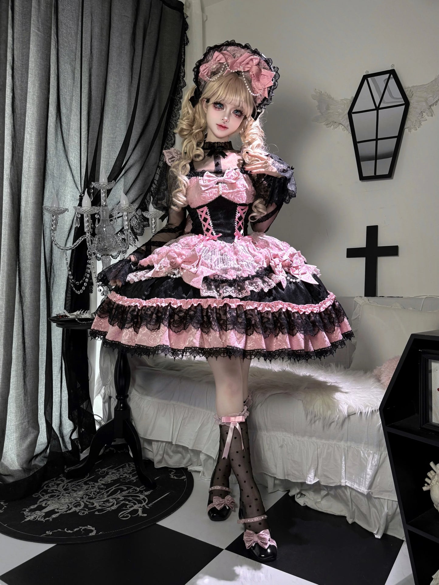 Sugar Girl - Rose Princess - Halloween Gothic Lolita JSK, Sheer Rose Dress