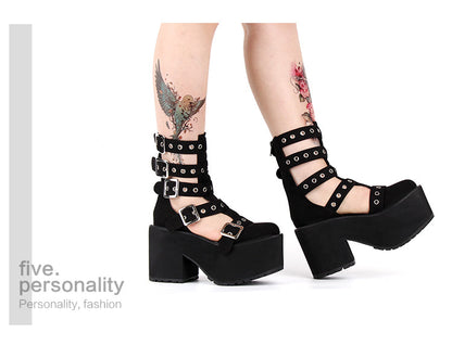 Angelic Imprint - Gothic Lolita Punk Platform Boots Sandals