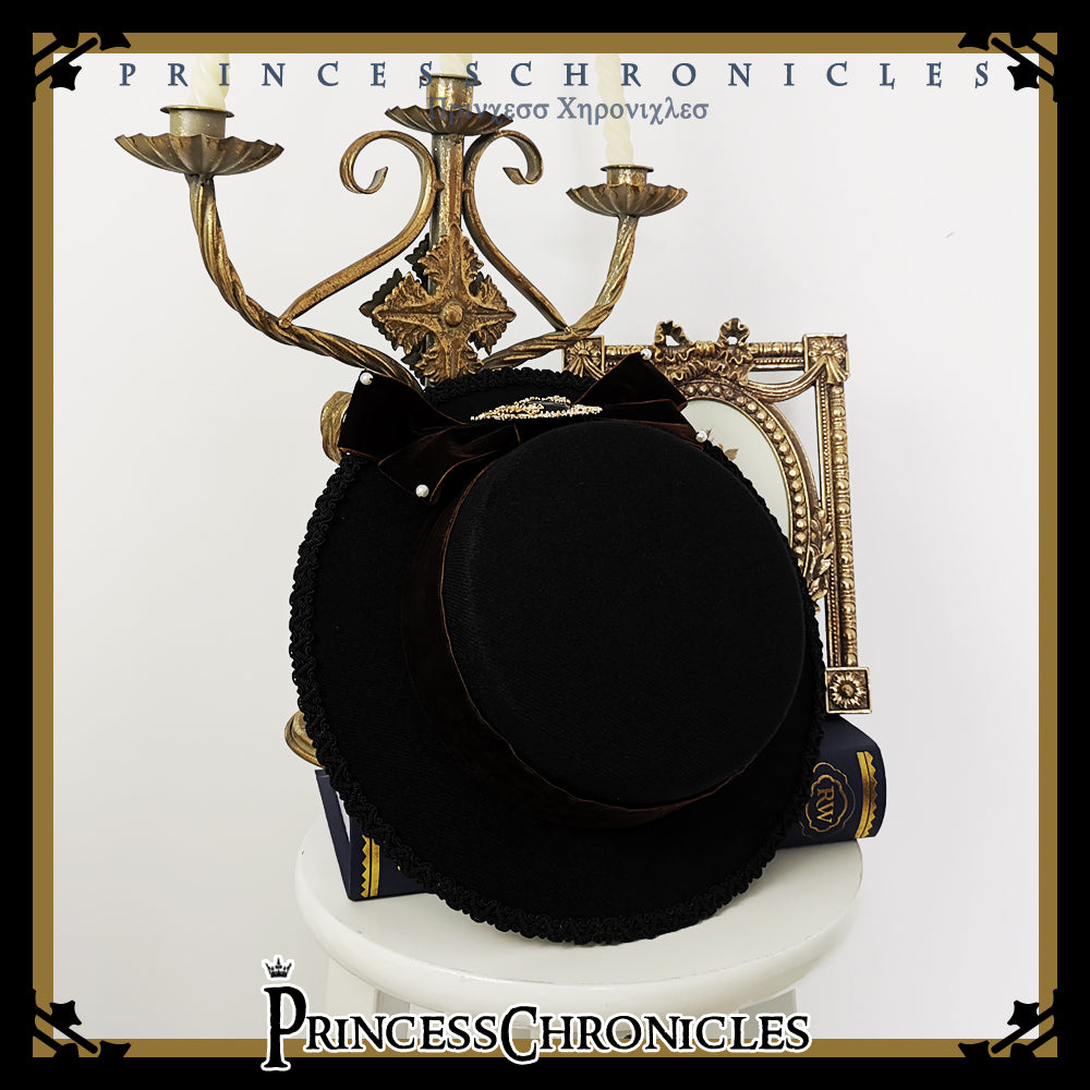 Princess Chronicles - Elegant Lolita Bow Flat Bonnet Handmade