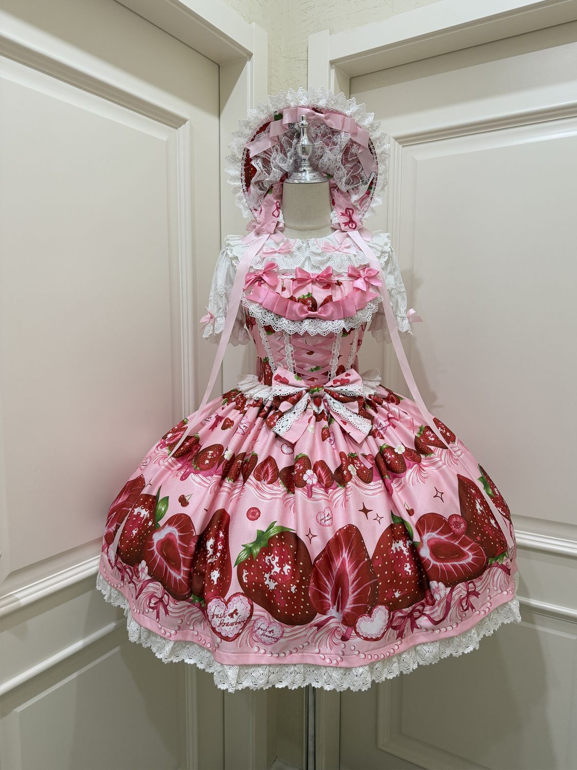 Hanguliang - Strawberry Tale - Sweet Lolita JSK Strawberry Printed Dress