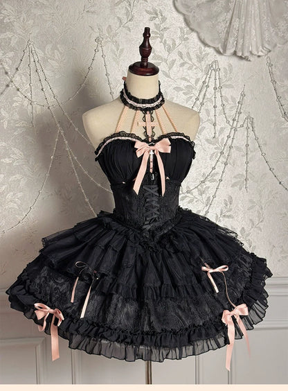 Alice Girl - Cross - Gothic Princess Lolita Corset with Multiple Layers Hem