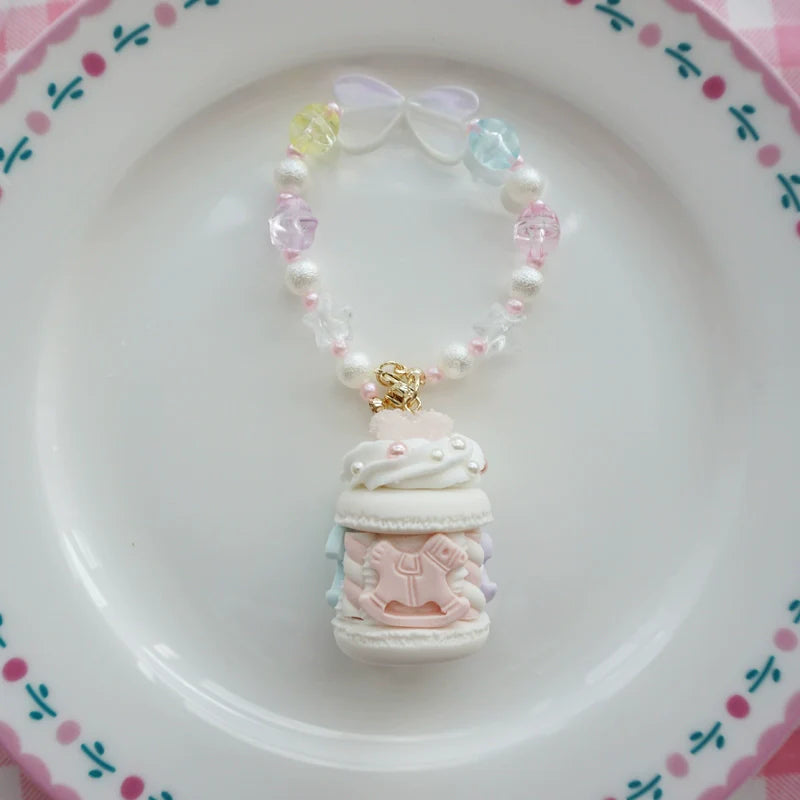 Cat Tea Party - Sweet Lolita Necklace Carousel Cream Macaron Bag Pendant