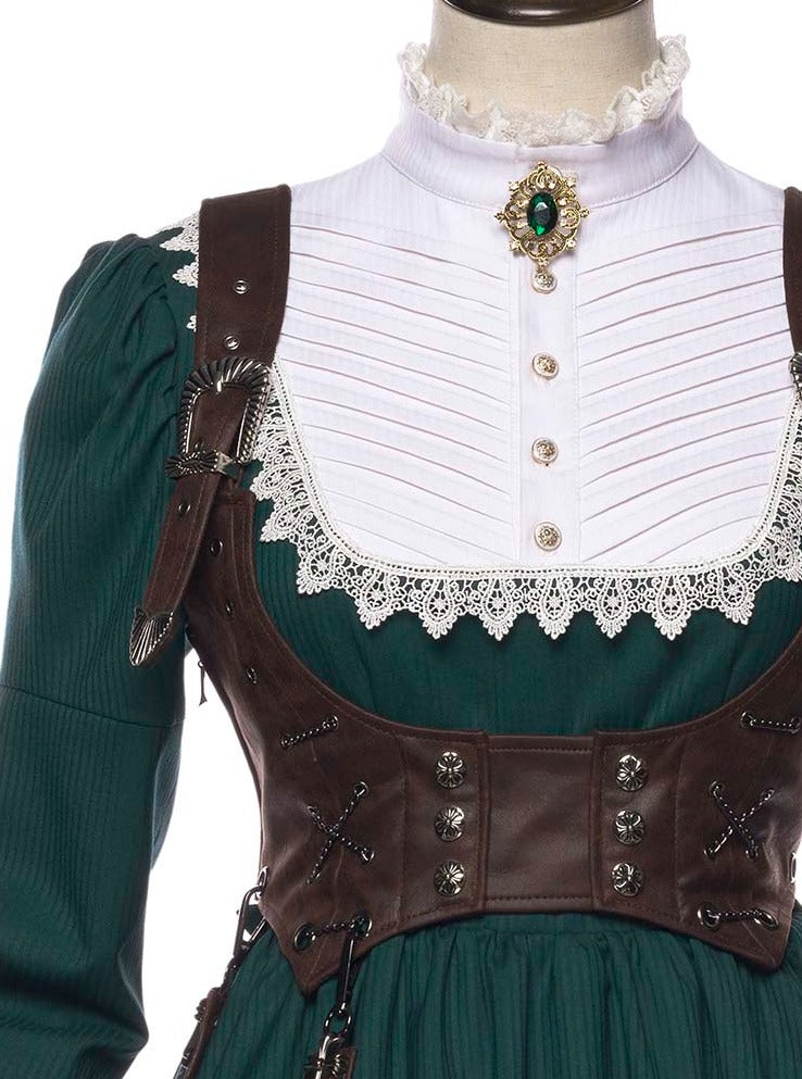 Youpairui - Lobnya - Gothic Nun Lolita Green OP Dress Set