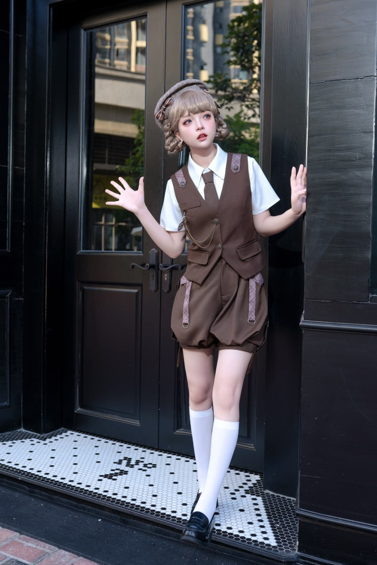 Letters from Unknown Star - Ouji Lolita Brown Short Set