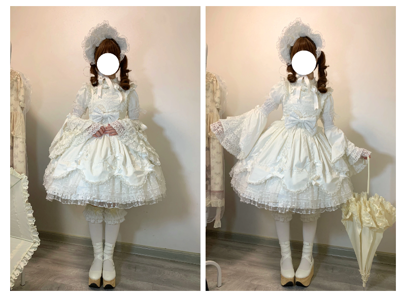 The Seventh Doll - Sweet Diary SP - Vintage Lolita Jumper Dress Petal-like Hem JSK Headdress Set