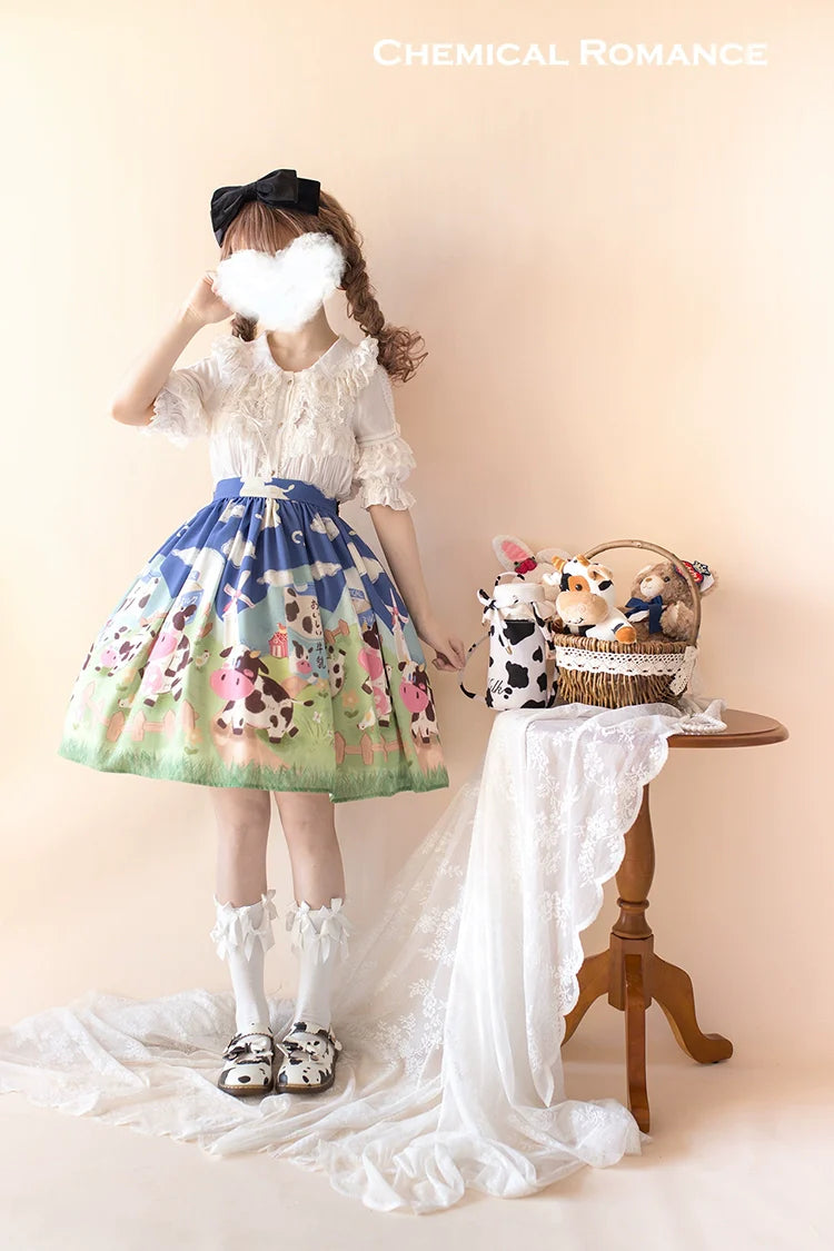 Chemical Romance - Sweetheart Farm - Sweet Lolita SK Cow Print Lolita Dress