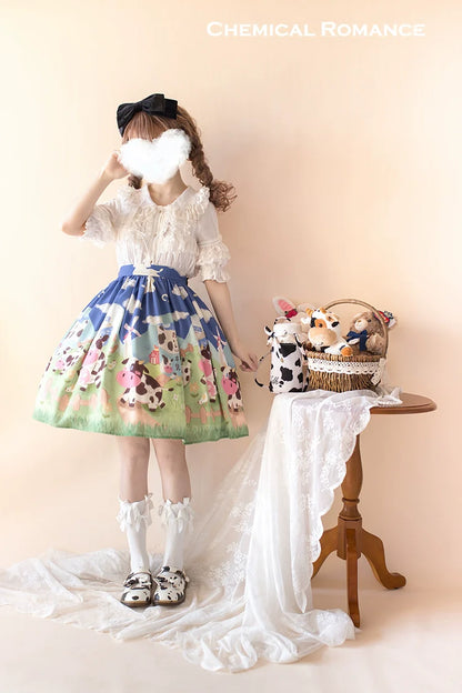 Chemical Romance - Sweetheart Farm - Sweet Lolita SK Cow Print Lolita Dress