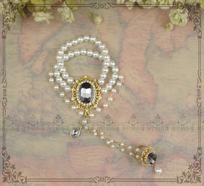 Rose of Sharon - Classic Lolita Pearl Bracelet with Ring