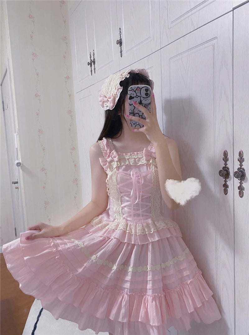 Sweet Angel - Balletcore Sweet Lolita Pink Dress Set