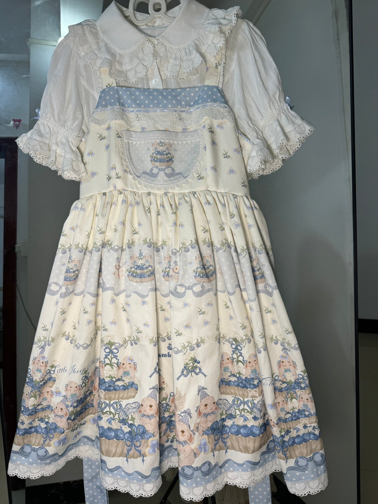 Akiyama Future Studio - Blueberry Tart Party - Sweet Blue Lolita Salopette Dress Blueberry Tart Print JSK Dress