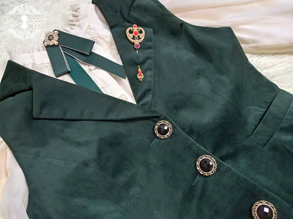 Miss Point - Rose Doll - Retro Lolita Vest Velvet Lolita Waistcoat