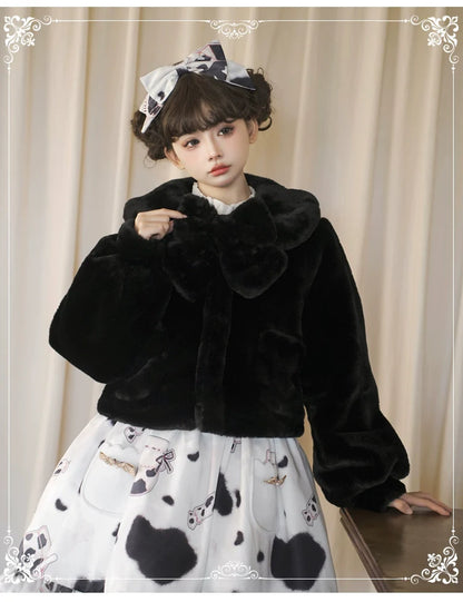 Eieyomi - Daily Lolita Coat Imitation Rabbit Hair Short Winter Coat
