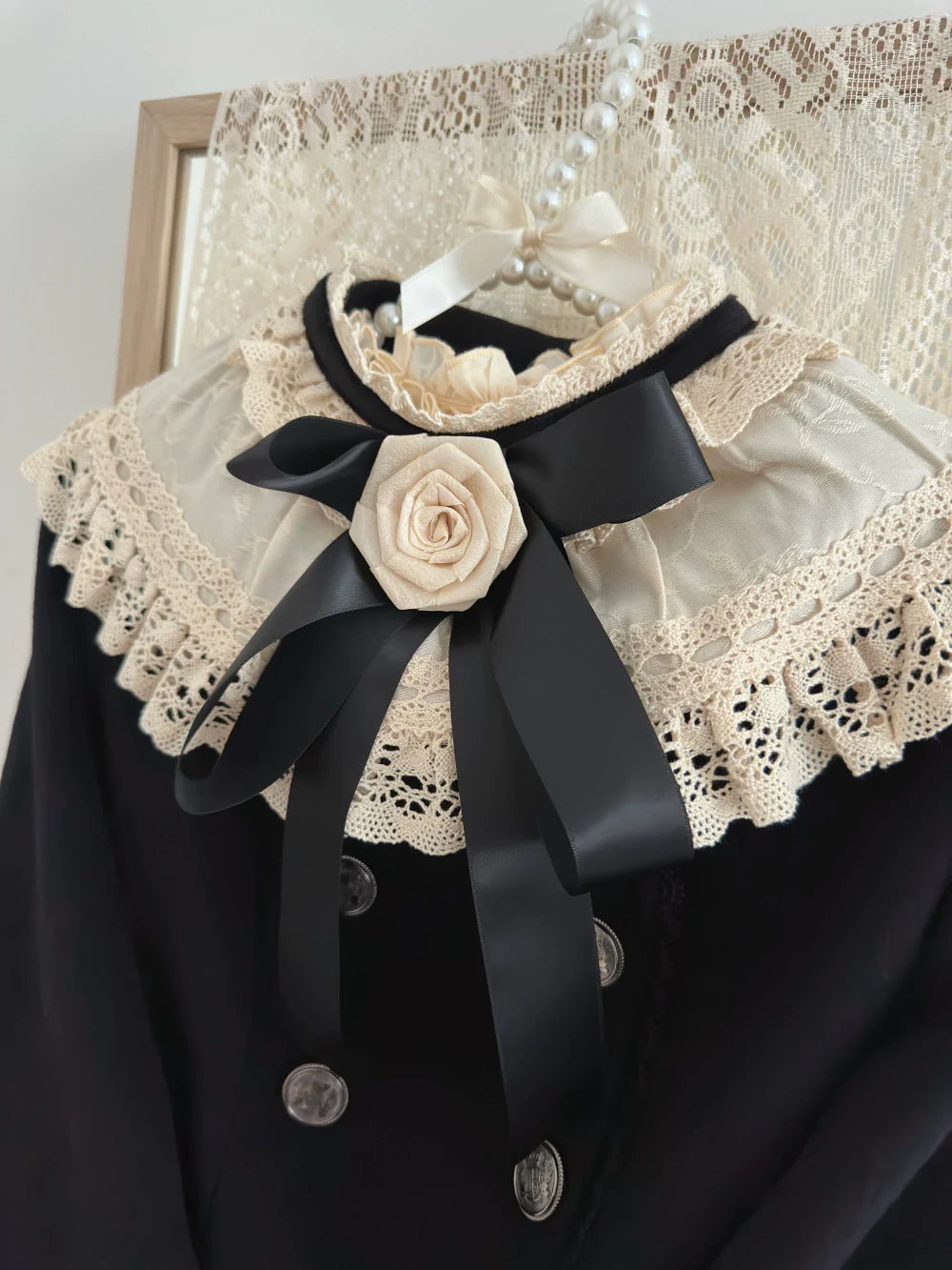 LeMiroir - Winter Solstice - Elegant Lolita Hat, Detachable Collar, Handbag