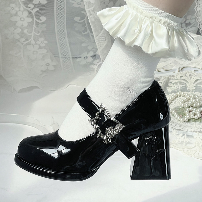Dreamland - Wanxiang Cycle - Elegant Lolita Heel Shoes with Embossed Rose
