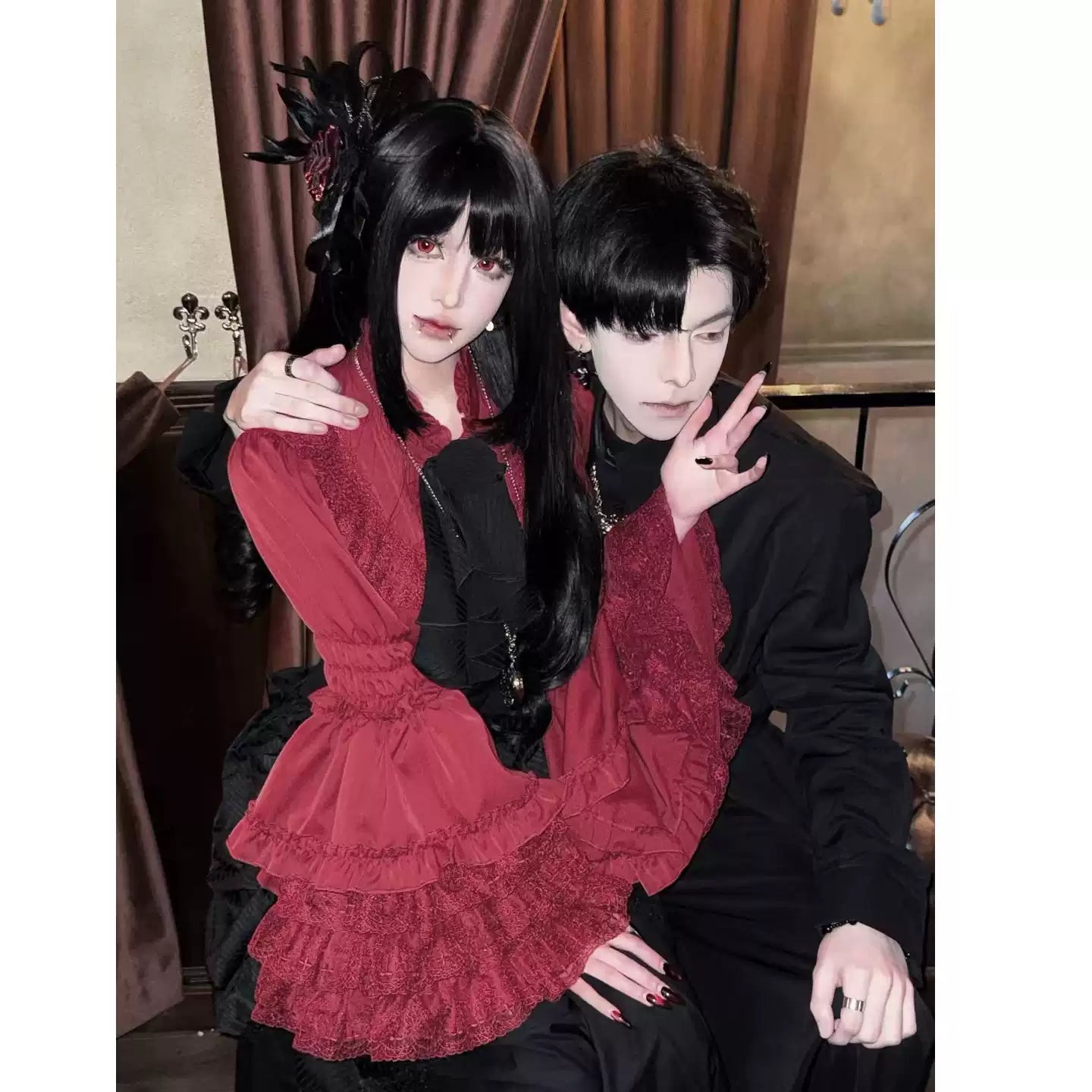 Twilight Zone - Gothic Lolita Blouse, Lace Hime-sleeve