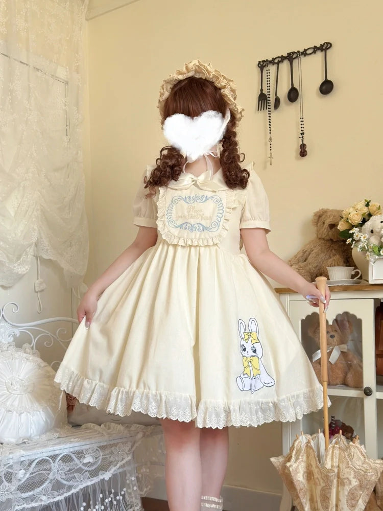 Niu Niu - Sweet Dream Bunny - Plus Size Kawaii Lolita Apricot OP
