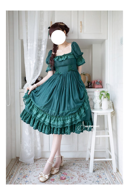 Sweet Wood - Nyx's Kiss - Plus Size Classic Lolita Short-sleeved OP Dress