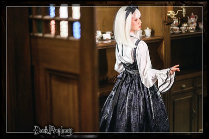 DuskProphecy - Coccyx - Elegant Lolita Dress High Waist Fishbone Print JSK Set