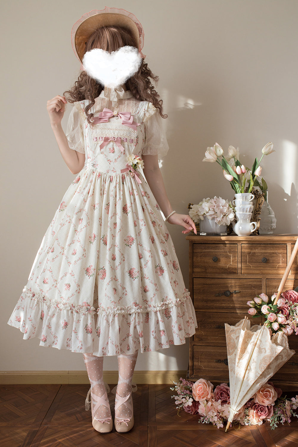 Miss Point - Customized Wood Rose 2.0 Elegant Vintage Jumper Dress