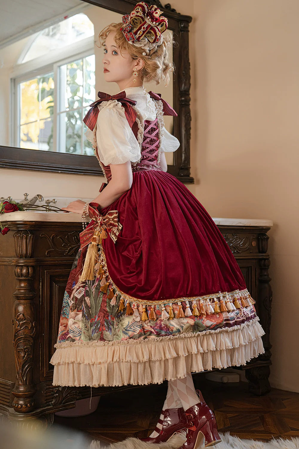 Miss Point - Kaleidoscope - Retro Lolita Dress Oil Painting Print JSK Dress Customized