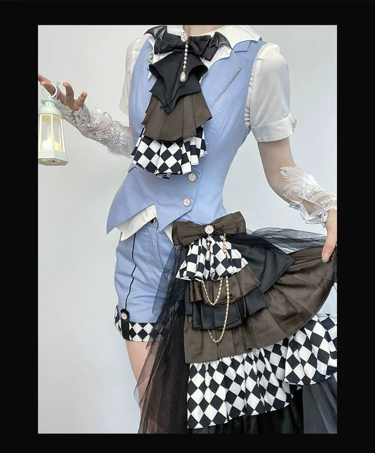 Forest Fluorescent Carps - The Judge's Game - Light Blue Ouji Lolita Shorts, Short Sleeve Shirt