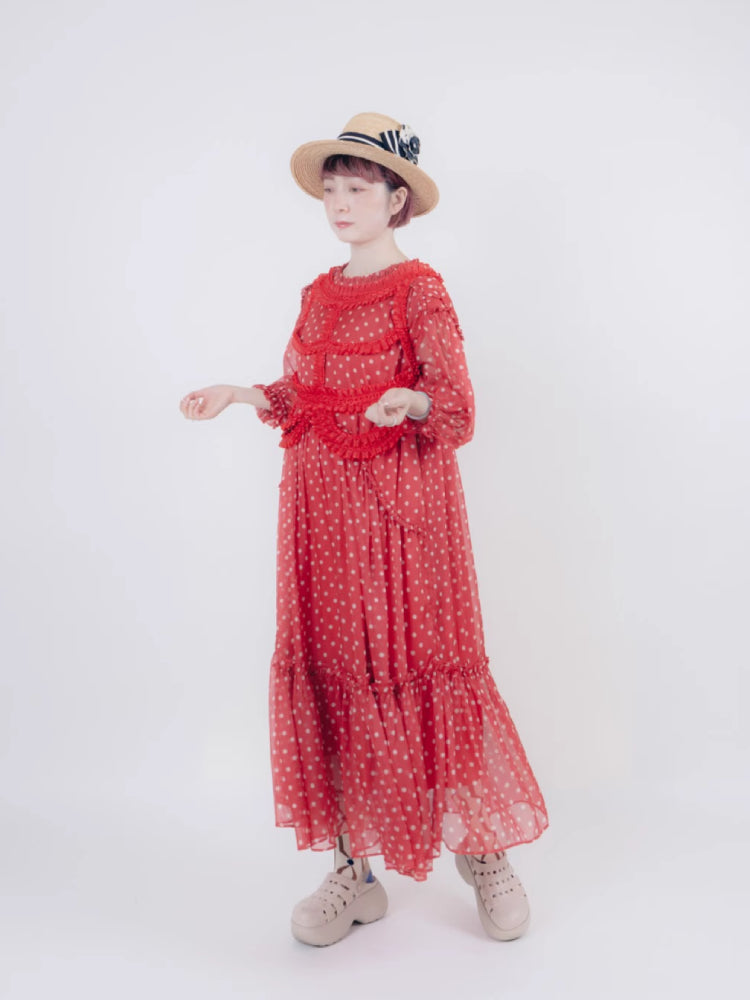 Vintage style dot chiffon dress【s0000006890】
