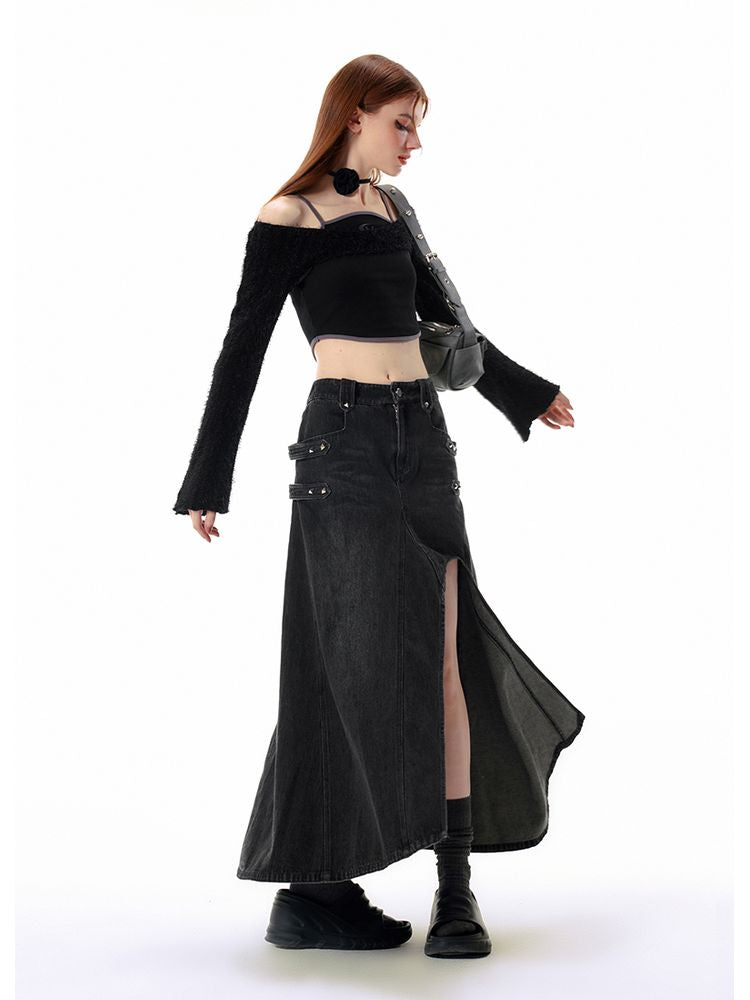 Slit denim skirt【s0000002586】