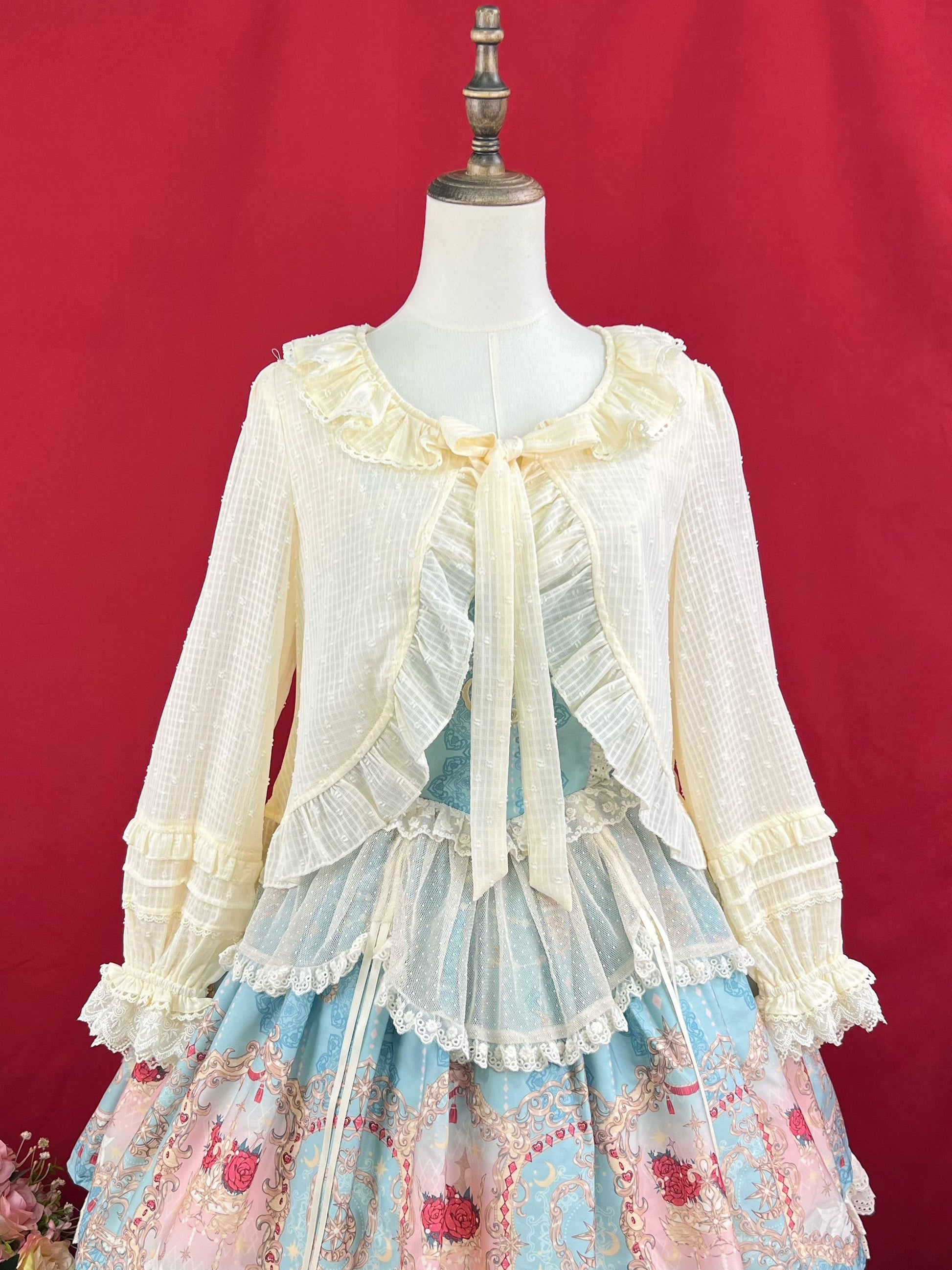 DMFS Lolita - Sweet Lolita Light Cardigan White Apricot Summer Cover-Up