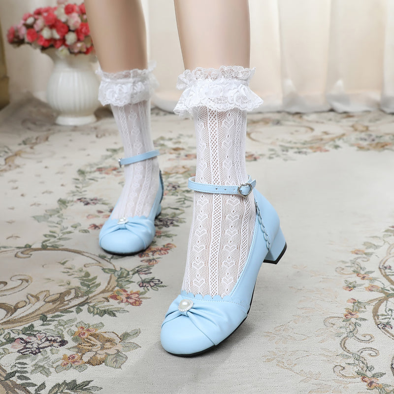 Sosic - Shell Dew - Sweet Lolita Bow Round Toe Shoes