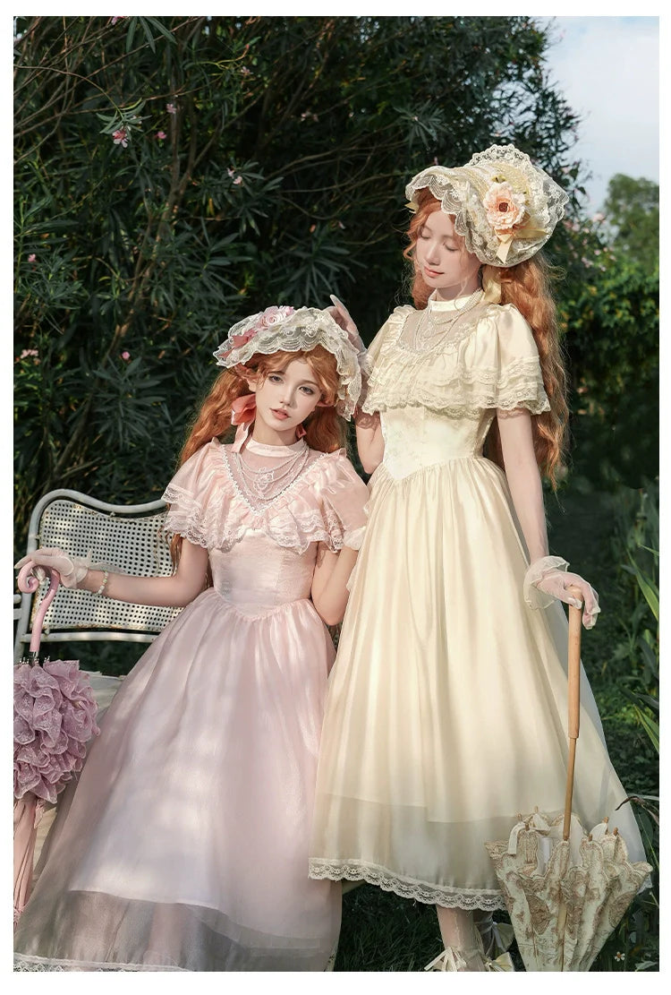 With PUJI - Morning Mist Estate - Twins Classic Lolita OP Dress, Edward Collar