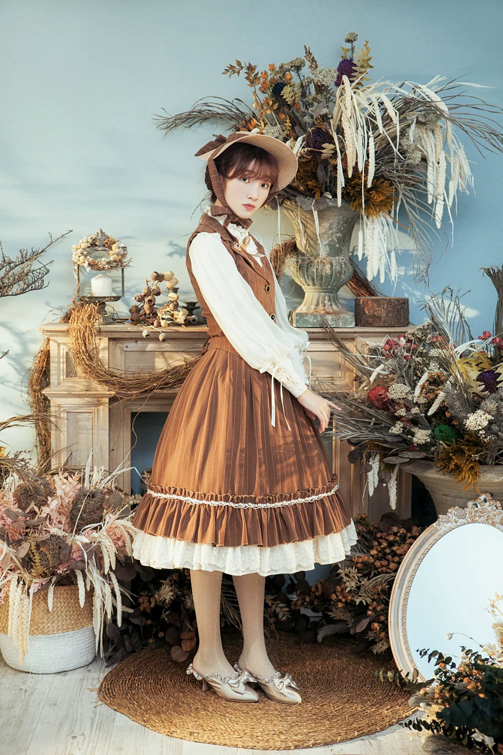 Miss Point - Rose Doll - Elegant Lolita Striped Fishbone Skirt