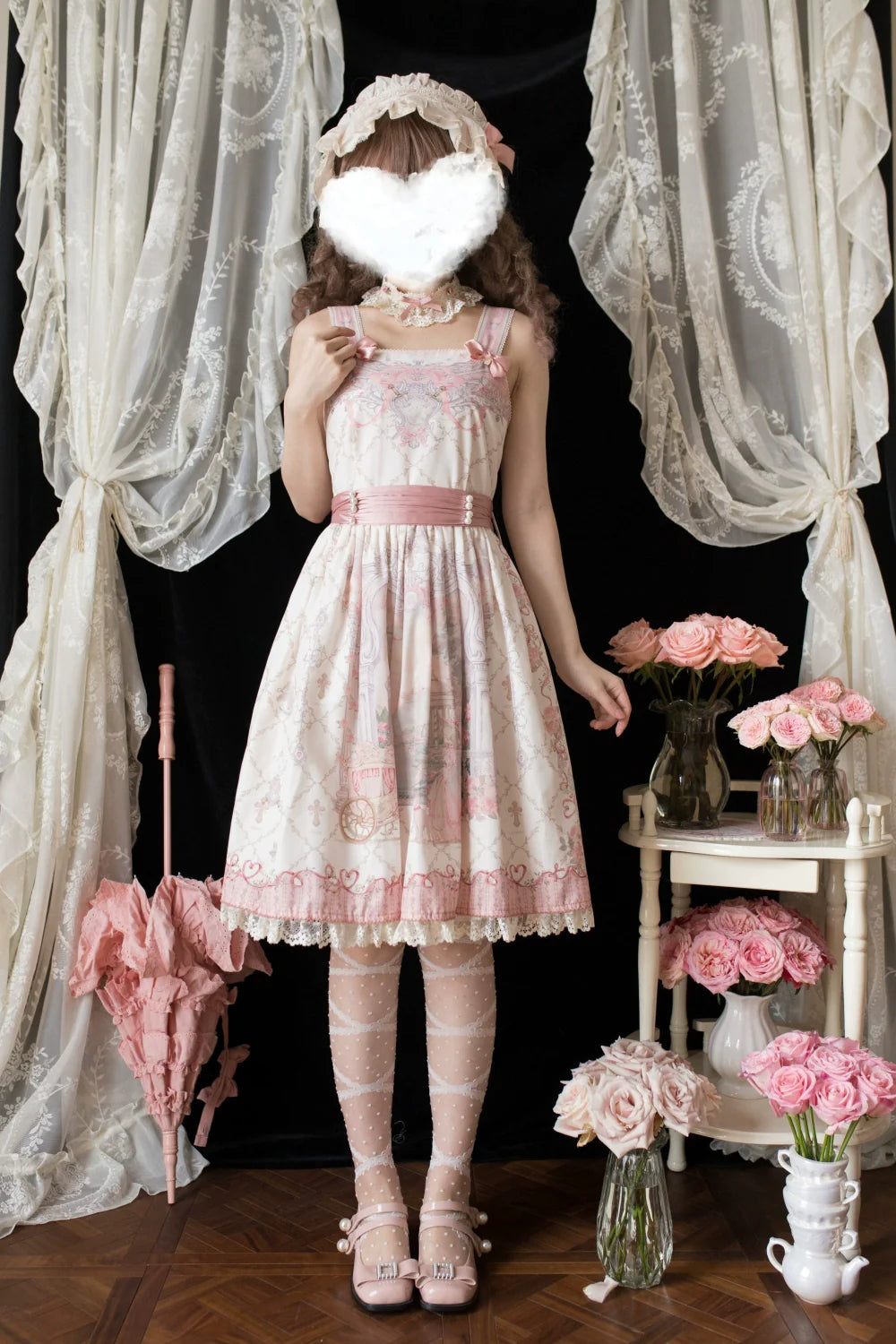 Moon River - Swan Lake Mirror - Pink Sweet Lolita Print JSK Dress