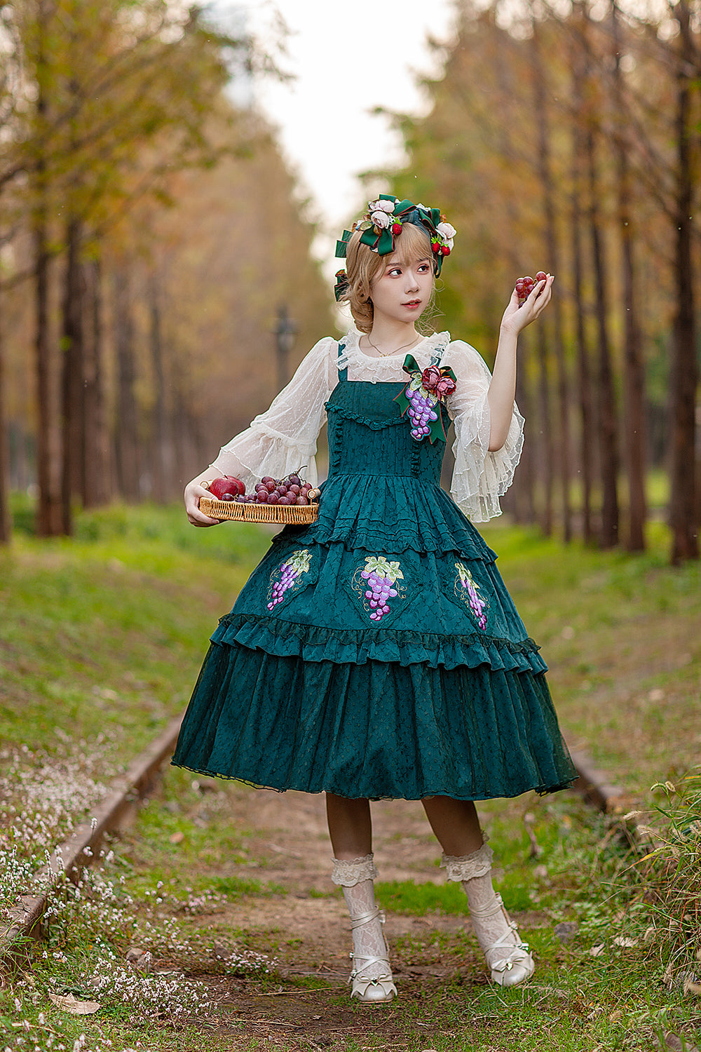Infanta - Grape Manor - Country Lolita JSK Suit with Grape Embroidery