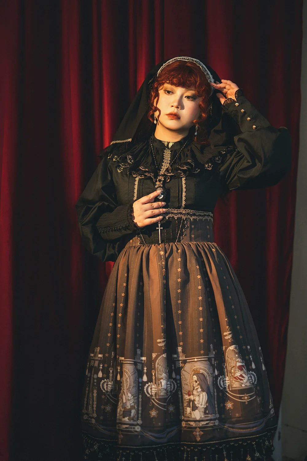 Miss Point - Demon Hunting Notes - Fishbone Gothic Lolita Skirt