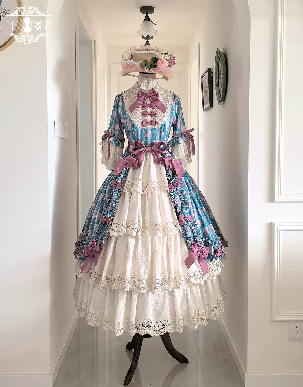 Miss Point - Lilyka Garden - Classic Lolita OP Dress Set Elegant Floral Wall Princess Sleeve