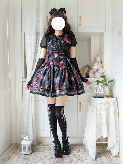 Gloaming - Sweet Lolita Cherry print Short Sleeve OP and SK Set