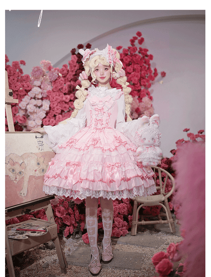 ZhiJinYuan - Love Notebook - Old School Lolita JSK Vintage Doll Tiered Dress