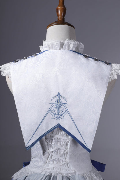 Designer's Gift - Blue Dragon Bone - Ouji Lolita Shorts Suit with Embroidery and Trailing
