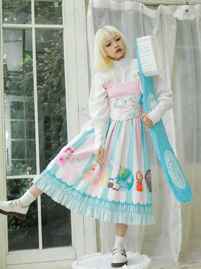 Hand-drawn printed skirt【s0000010071】