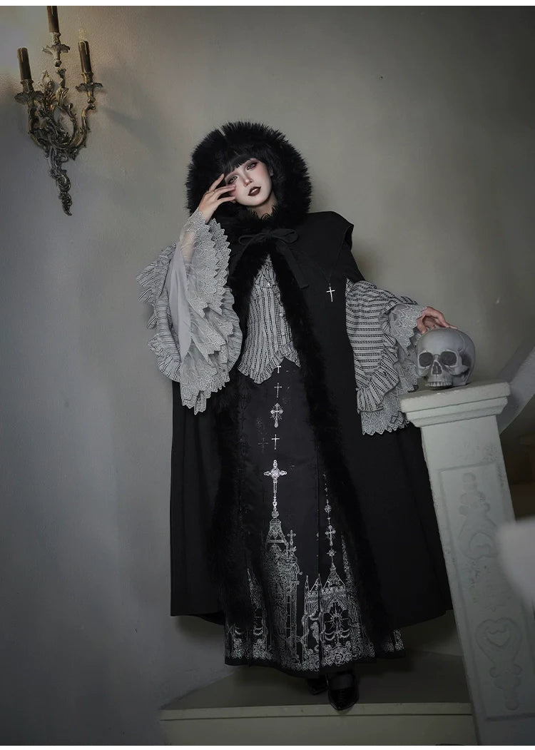 With PUJI - Letter and Poetry ﾂｷ Raven's Night Song - Gothic Lolita Black Cloak
