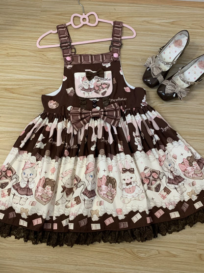 TwilightCrush - Heartbeat Miao Qiao - Kawaii Lolita Salopette Summer Cat Print Dress