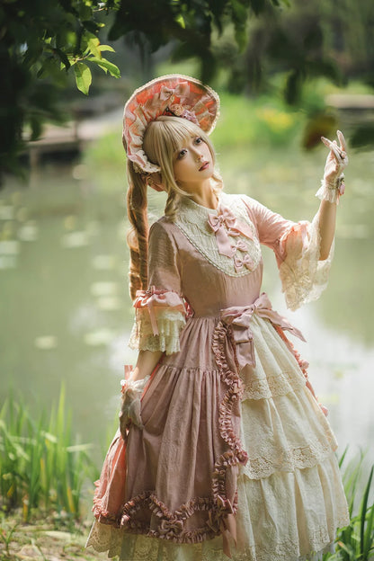 Miss Point - Lilyka Garden - Classic Lolita OP Dress Set Elegant Floral Wall Princess Sleeve