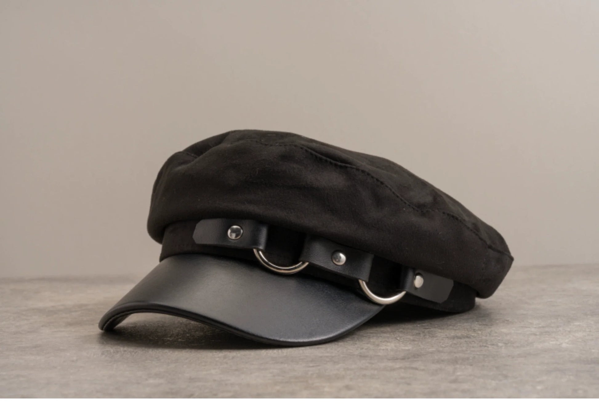 Strange Sugar - Gothic Lolita Hat Leather Buckle Lolita Newsboy Hat