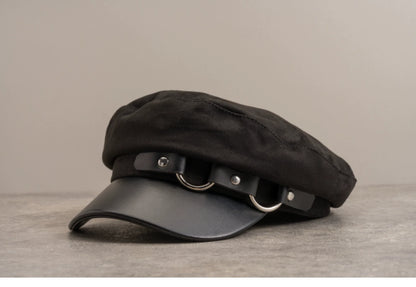 Strange Sugar - Gothic Lolita Hat Leather Buckle Lolita Newsboy Hat