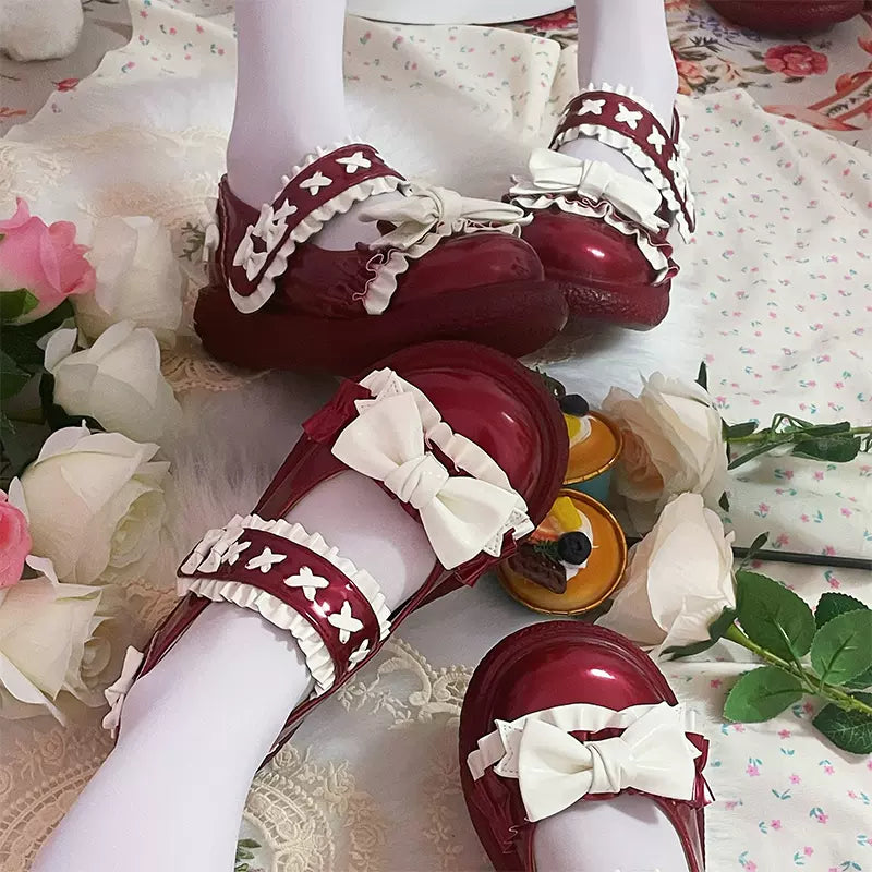 Fairy Godmother - Cute Lolita Shoes Bow Candy-Colored Lolita Flat Shoes