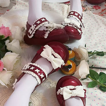 Fairy Godmother - Cute Lolita Shoes Bow Candy-Colored Lolita Flat Shoes