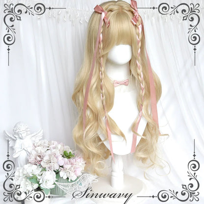 Sinwavy - Elegant Lolita Platinum Wig Long Curly Layered Wig