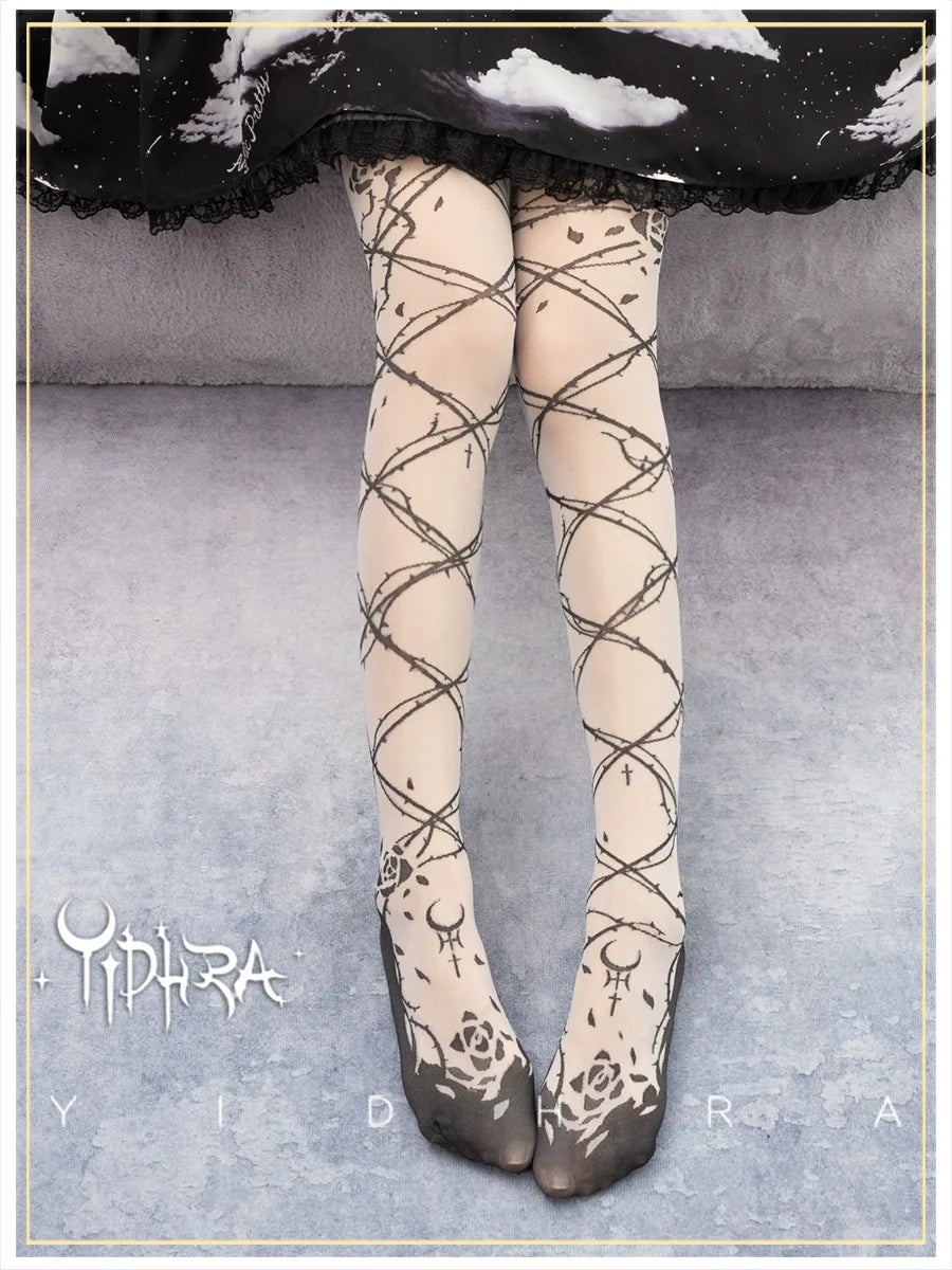 Glass Yarn Gothic Lolita Tights for Tropical Elegance