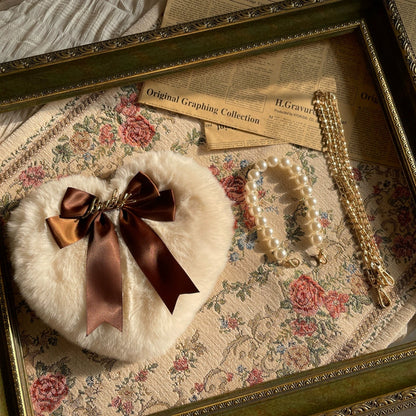 MAID - Kawaii Lolita Heart Bag Plush Pearl Chain Handbag