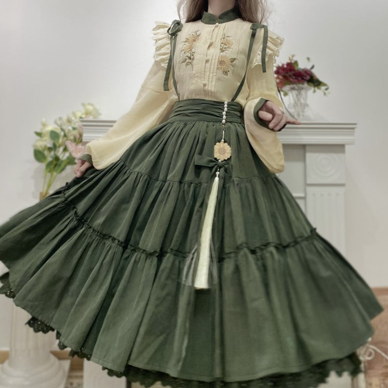 Meow Jun - Sunflower Appointment - Chinese Style Skirt and Blouse